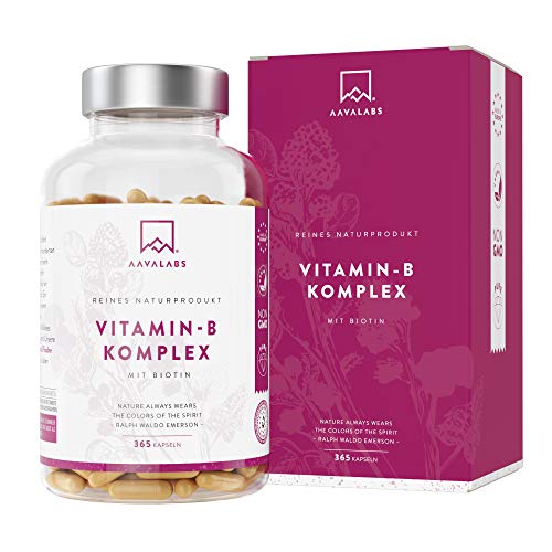 Complesso Vitaminico B - 180 capsule - 286,3 mg/Dose Giornaliera - Riduzione della Stanchezza + Fatica - Promuove il Normale Metabolismo Energetico - 100% Vegano - Qualità Nordica di AAVALABS