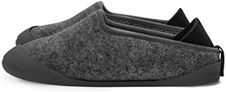 mahabis Larvik Dark Grey Classic Slippers with Skien Black Sole in Size 9 UK Men/10 UK Women