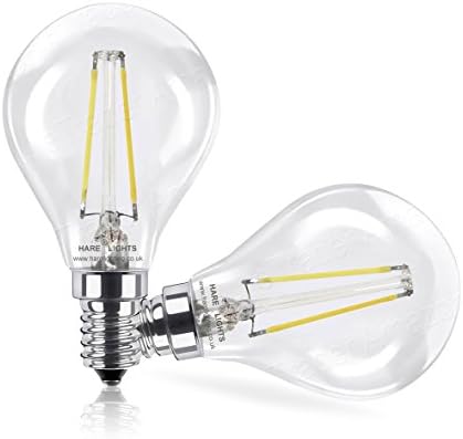 2 Pack - 2 Watt Filament Bulb LED Round Golf Ball E14 2w=25w Warm White SES Clear Light Bulb