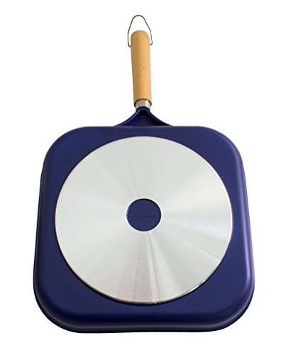 Karcher Grillpfanne (Aluguss, 28 x 28 cm, Teflonbeschichtung, mit Holzgriff) blau - 3