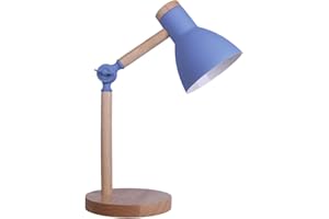 BEL AIR HOME - Lámpara Flexo de Escritorio TEACHER 1xE-27 - Madera y Metal - Diseño Moderno y Elegante para Oficinas y Escritorios de Casa - Altura de 47cm (No Incluye Bombilla) (AZUL)