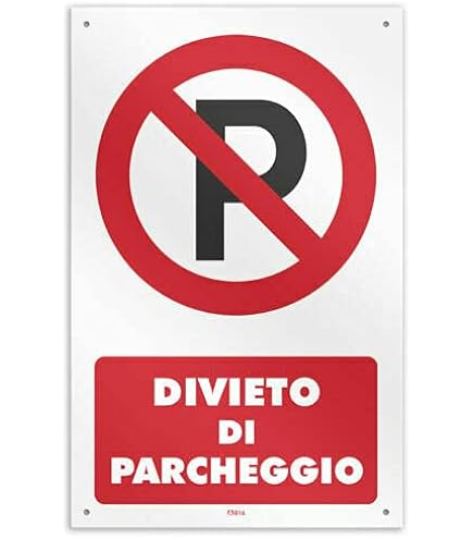 M-ITALY Cartello Segnaletico 'È Vietato Parcheggiare Nel Cortile', In Alluminio 20x31 Cm, Stampa UV Resistente, Made In Italy, Uso Esterno