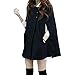 Produktbild Geili Damen Herbst Winter Lose Umhang Mantel Poncho Kap Große Größen Einfarbige Knöpf Wollmantel Wolljacke Parka Übergangsjacke Trenchcoat Outwear Cardigan Schwarz Größe S-5XL