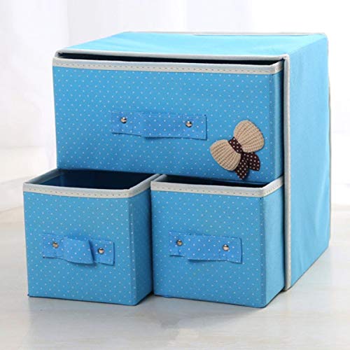 Divinext Rectangular Foldable 3 Drawer Fabric Storage Box Organizer