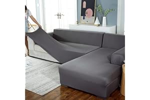 JLKC HUIPYOU Housses de Canapé D Angle Couverture de Canape en Forme de L Couvre Canape Gris/Beige/Bleu Housse de Canapé Extensibles avec Méridienne Gauche/Droite Housse Protection Canapé Chat Chien