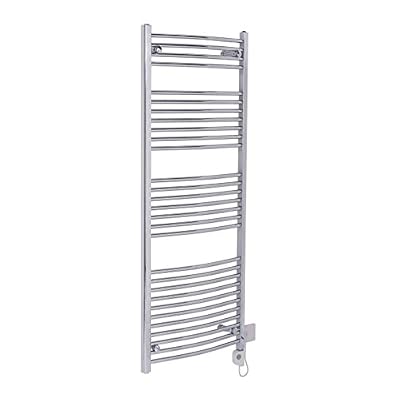 WarmeHaus Sèche-serviettes radiateur électrique avec thermostat Vienna 600W - 1500 x 600 mm - Incurvé - Chrome- Salle de bains