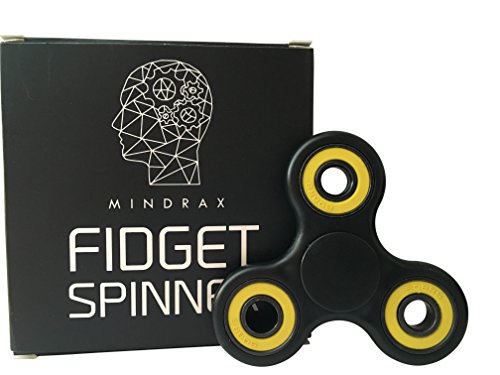 Mindrax Fidget Spinner | Premium finger toy with high-speed ceramic bearings | 1-2 min spinning time (black/yellow) Mindrax Fidget Spinner | Premium finger toy with high-speed ceramic bearings | 1-2 min spinning time (black/yellow)