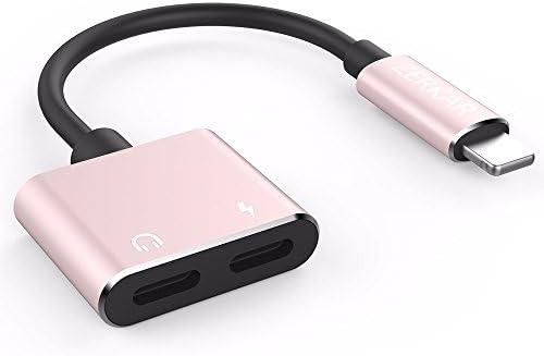 2 in 1 Lightning Adapter Headphone for iPhone X 8/8 7/7 Plus iPod/iPad. Audio Headphone and Charge Cable Splitter.Dual Lightning Adapter(Audio + Charge+Call+Control Volume)Compatible for iOS 11 (Pink)