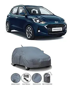 Bigzoom Presents Latest Car Body Cover for Hyundai New Grand I10 NIOS-with Mirror Pockets & Antenna Slot(Grey)
