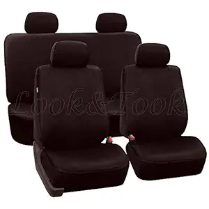 Look&Took Pure Cotton Front and Back Towel Seat Cover for Hyundai Grand i10 Sportz (O) (Coffee)