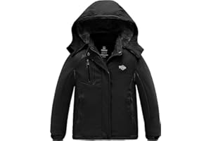 Wantdo Mädchen Berg Ski Jacke Warmer Winter Fleece Mäntel Wasserdichter Atmungsaktive RegenMäntel Outdoor Kapuzen Jacken