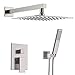 Produktbild HUIJIN1 Gebürstete Nickel-Niederschlagsduschkopfanlage, handgehaltener Duschkopf, Wanddusch-Kombi-Set, 8" Square Duschkopf, poliertes Chrom, für Badezimmer