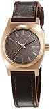 Nixon Damen-Armbanduhr Small Time Teller Rose Gold Gun Brown Analog Quarz Leder A5092001-00