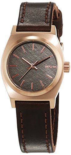 Nixon Damen-Armbanduhr Small Time Teller Rose Gold Gun Brown Analog Quarz Leder A5092001-00 Nixon Damen-Armbanduhr Small Time Teller Rose Gold Gun Brown Analog Quarz Leder A5092001-00