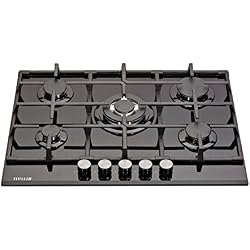Millar GH7051TB Plaque de cuisson en Verre trempé avec 5 brûleurs à gaz Noir 70 cm/Table de Cuisson
