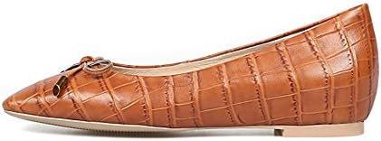 QXH Women's Shoes Sandals Shallow Mouth Round Head Flats Leather,Brown,39