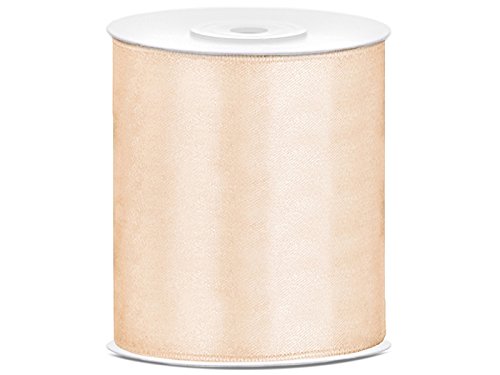 25 m lang/10cm breit Satinband 100mm breit Satinstoff Satin Tischläufer Hochzeit Dekostoff Schleifenband - Like a Girl - wir lieben Hochzeiten® (Creme)