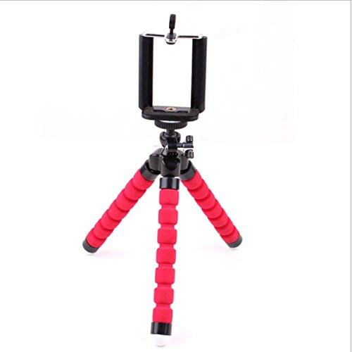 Mallcover iPhone Tripod Mount, Mini Flexible Sponge Octopus Tripod Portable Smartphone Tripod Stand Holder with Phone Clip for iPhone,Samsung and Smartphones(Red)