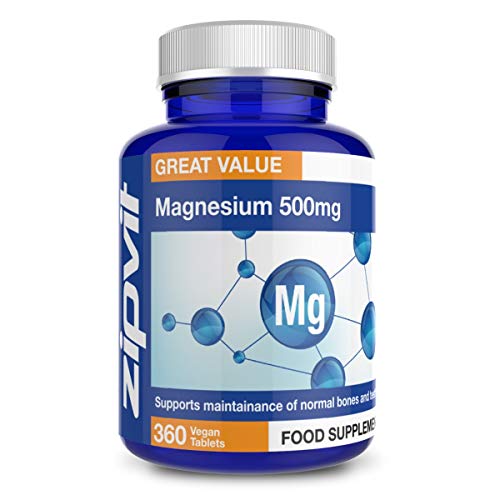 Magnesio 500mg, 360 Compresse. 12 Mesi di Fornitura. Supporta Le Ossa e Le Funzioni Muscolari.