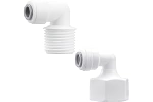 Qrity Quick Connect Fitting Kit - 1/2" Male/Female Elbow to 1/4" Quick Connect, Push-in Water Tube Fitting