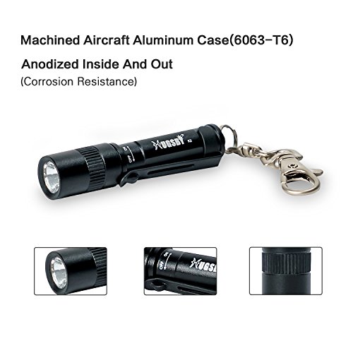 Paragala Aluminum Hand LED Taschenlampen Mini CREE LED Taschenlampe Camping Lampe IPX7 wasserdichte Schlüsselanhänger Taschenlampe für Wandern Jagd Backpacking Angeln und Grill,Batteriebetrieben (Black) - 2