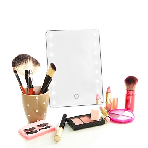 MILKIRAY 16 LED 180° Kosmetikspiegel Beleuchtung durch Dimmbar Touch Schalter Make up Spiegel Tischspiegel Standspiegel (Weiß) - 4