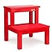 Produktbild NATUREHOME Tritthocker zweistufig Massivholz Buche Rot lackiert Trittstufe Hocker Schemel Basic