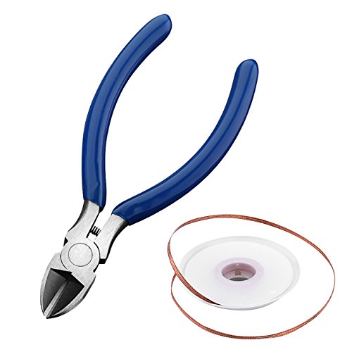 5 Inch Cutting Zange , VTIN Diagonal Cutting Zange, Diagonalfräser Drahtschneider und Entlötdicke Wickel Lötgeflecht mit 2,5mm Breite, 5ft Länge mit 20-25 Gauge Cutting Fähigkeit