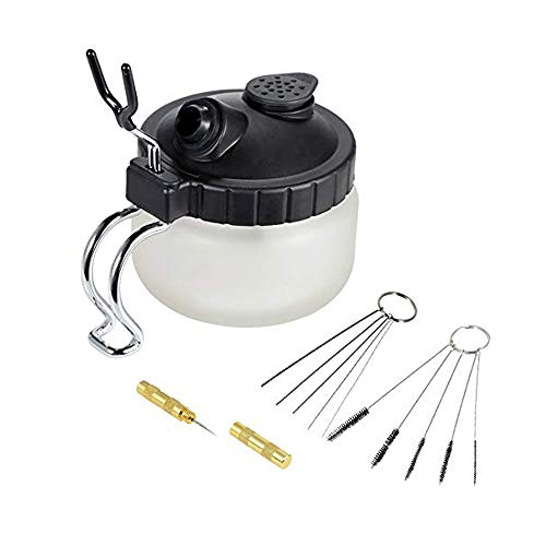 Ausuc - Pistola de aerógrafo para Limpieza de Herramientas, 4 Juegos de Limpieza con aerógrafo, Bote de Limpieza, cepillos de Limpieza, Limpieza de Agujas, Aguja de Limpieza