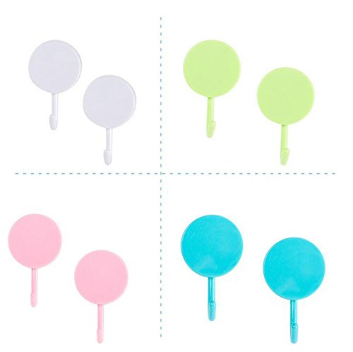 CAOLATOR Klein Kunststoffhaken Selbstklebend Haken Self Adhesive Sticky Hooks Zufällige Farbe 2 Stück - 4