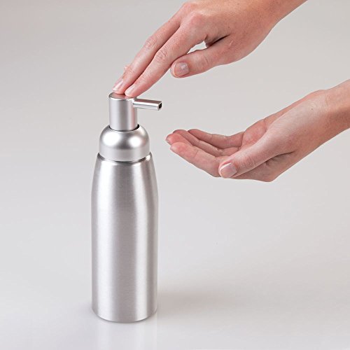 mDesign Schaumseifenspender wiederbefüllbar – Aluminium Seifenspender bzw. Seifenschaumspender mit 414 ml Fassungsvermögen – gebürstet/mattsilber - 5