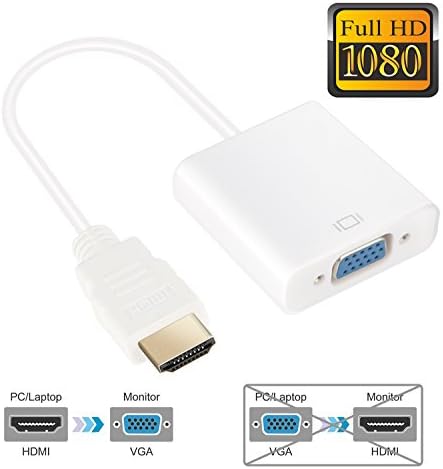 HDMI to VGA 1080P Active HDTV HDMI to VGA Converter Adapter Gold Plated High-Speed M/F For Apple TV Apple mac MacBook Mac Pro and Other PC TV Laptops DVD Players (HDMI to VGA)