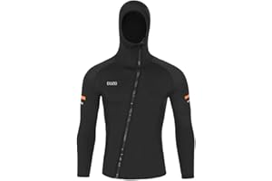 YuanDiann Muta da uomo da 1,5 mm con cappuccio protezione solare in neoprene per immersioni Top Snorkeling Surf Stretch Zip frontale manica lunga comodi costumi da bagno