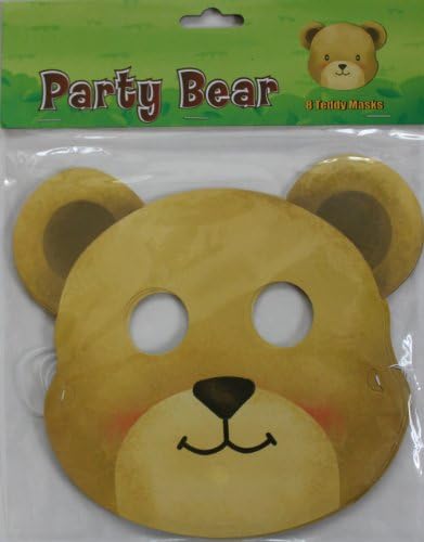 Pack of 8 Teddy Bear Party Masks.