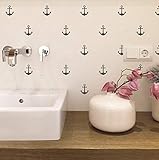 fliesen dekorieren bad  Wandaufkleber Set mit kleinen Ankern je 60mm Höhe Wandtattoo Wandsticker Sticker Wanddeko Maritim Kinderzimmer, Badezimmer, Fliesen