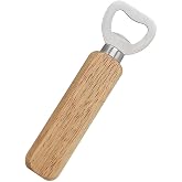 Doğal Ahşap Saplı Şişe A&ccedil;acağı, Metal Başlıklı, 14 cm Uzunluk, Bar ve Mutfak i&ccedil;in Gazoz, Soda, Maden Suyu Kapağı A&ccedil;acak