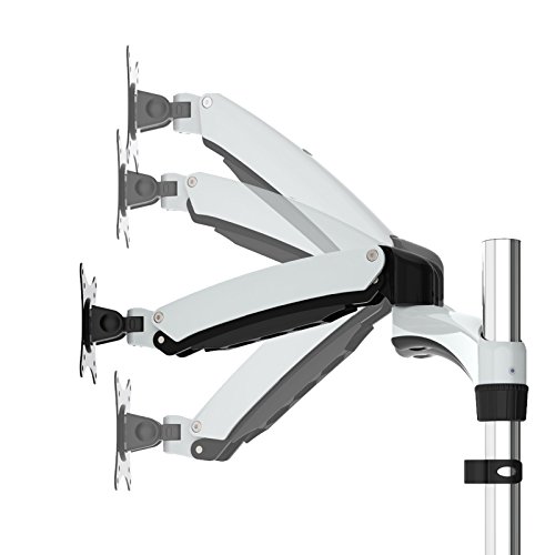 HFTEK DS137D 3 Fach Monitor Standfuß Halterung Halter Tischhalterung Stand für Monitor 15″ bis 27″ Zoll mit VESA 75/100 (DS137D Weiss) - 8