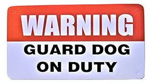 Foodie Puppies Beware of Guard Dog Sign Boards for Home, Gate, Restaurant, Offices, Clinics (Guard Dog on Duty, 28cm * 15cm)