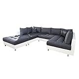 u sofas Abmessungen B x H x T: 305 x 85 x 190 cm // Sitzfläche B x H x T: 280 x 45 x 95 cm // Sitzfläche B x H x T mit Kissen: 235 x 45 x 75 cm // Höhe Rückenlehne: 40 cm // Ottomane B x T: 90 x 180 cm // inkl. Hocker & 11 Kissen (3 Zierkissen und 8 Rückenkissen