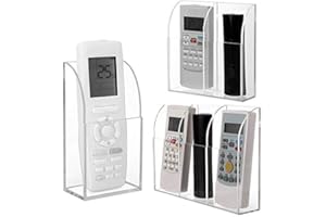 WMLBK Remote Holder, Wall Mounted Clear Acrylic TV Remote Control Storage Box,1-3 Grids Optional Organizer Case for Air Conditioner, Media Remotes, Mobile Phone (Two Cases)