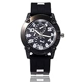 Armbanduhren Mode-Accessoires, M?nner Sport Silikonband Gro?e arabische Ziffern Quarz Analog Armbanduhr - Schwarz