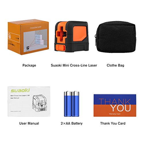 SUAOKI Kreuzlinienlaser, Baulaser Arbeitsbereich 10 m, Kreuz-Linienlaser Neigungsfunktion, Mini CrossLine Laser IP 54 Staub- und Spritzwasserschutz, mit Schutztasche - 7