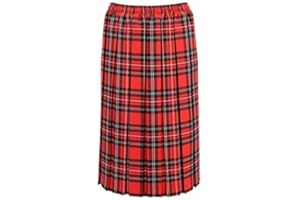 RG Clothing Ladies Tartan Skirt 27 Inch Length Box Pleated Elasticated Waist UK Size 10-26