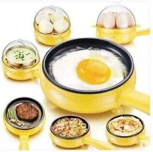 CJP Multi-Function 2 in 1 Electric Egg Boiling Steamer Egg Frying Pan | Automatic Off with Egg Boiler Machine Non-Stick Egg Cooker (Multicolor, 7 Eggs)