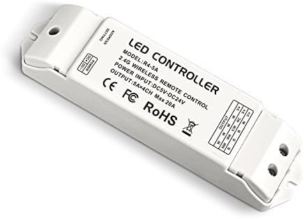 Richsun 2.4G Wireless Remote receiving Controller RF Constant Voltage Receiver DC 5V 12V 24V 20A for Single Color RGB CW/WW RGBW RGBWW LED Strip Lights for (R4-5A CV Receiver) with 5 Years Warranty