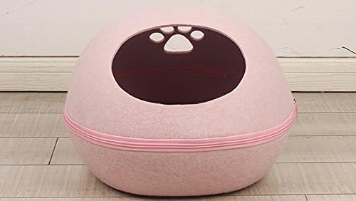 UMALL Cat Igloo Fit + Fun Cats Cuddly Cave House with Beds Outdoor Indoor Soft Cushion Mats Caves (Egg Style = 48 * 38* 36cm, Pink)