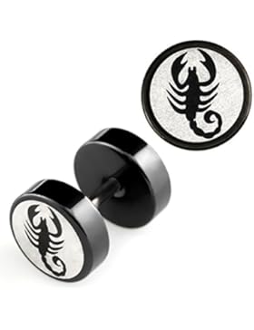 2 Stück Fake Plug Skorpion Logo Ohrstecker Schwarz Tunnel Ohrring Cap Ø 8mm