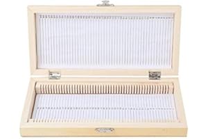 SEAFRONT 50 sztuk szkiełka mikroskopowe przygotowane do biologii, próbki, drewniane pudełko do przechowywania szkieł, etui na kolekcję plamek