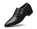 Produktbild Herren Business Canvas Stoff/Künstliche PU Lederschuhe Party Hochzeit Formale Kleid Schuhe CN Größe 45/46/47/48 Klassische Schwarz Braun Weiß Farben(CN 45,B-Schwarz)