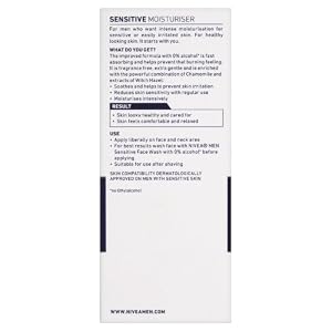 NIVEA MEN Sensitive Face Moisturiser Pack of 2 (2 x 75ml), Men's Moisturiser with Zero Percent Alcohol, Sensitive Skin… - Image 3
